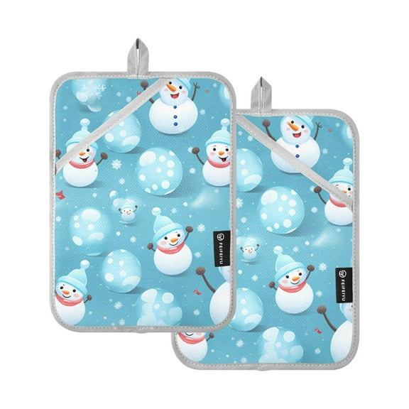 ALAZA Christmas Snowman Pot Holders Set of 2 Heat Resistant Kitchen Oven Mitts