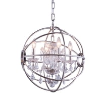 1130 Geneva Collection Pendant 17"X19.5" Royal Cut Clear Crystals 4 Light Polished Nickel Finish