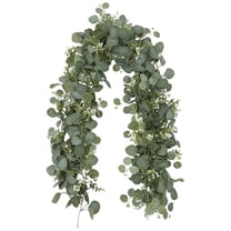 1 Pack Garland 6.56 Ft Silver Leaves Boxwood With White Buds Artificial Greenery Vines For Spring Summer Wedding Table Room Home Mantle Decor