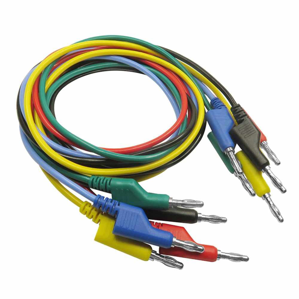 5 Pcs/5 Colors 4mm Banana to Banana Plug Test Cable Testing Wire Set 1M