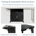 thumbnail image 3 of 63.5" Wicker Rolling Kitchen Island Cart with 2 Storage Shelves, Outdoor Grill Cart with Foldable Side Tabletop and Bottle Opener, Storage BBQ Cabinet  for Patio, Garden, Backyard, Matte Black, 3 of 9