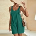 thumbnail image 7 of Summer Short Romper for Women Casual Loose Knot Front Sleeveless Jumpsuit with Pockets, 7 of 7