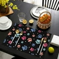thumbnail image 4 of Black Dog Paw Footprint Summer Placemats Table Placemats Set Of 4-Linen Kitchen Washable Placemats Table Mats 11.8"x17.7"Non-Slip Heat Resistant, 4 of 6