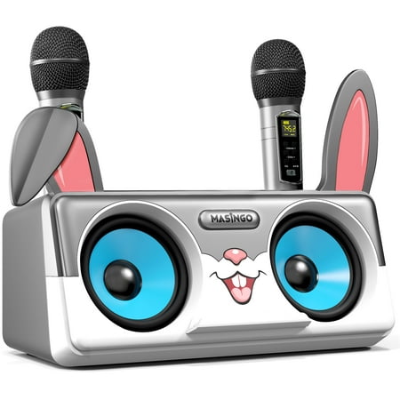 UPC: 5060893141087 | MASINGO 2023 New Portable Rabbit Karaoke Machine for Boys & Girls  w/Bluetooth Speakers  2 Wireless Microphones  PA System & Karaoke Song Mode! Best Birthday Gift for Kids & Baby Toddlers – Spinto G3