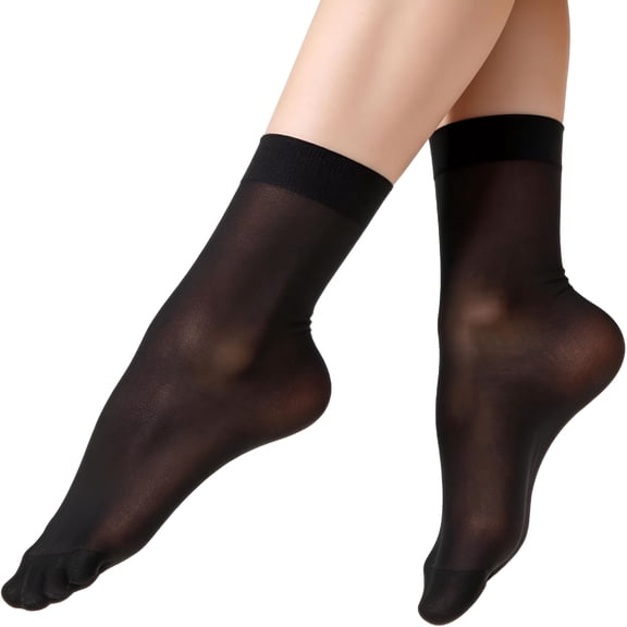 TELOLY 12 Pairs Sheer Nylon Socks for Women Thin Ankle Stocking Footies Transparent Silk Sheer Socks with Reinforced Toe