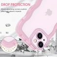 thumbnail image 3 of IPhone 15 Case Wavy Edge Clear Back Design, Anti-Slip Grip Cute Wave Curly Frame Shape Shockproof Soft TPU & Hard Bumper Protective Phone Case Cover for Women Girls, Pink, 3 of 6