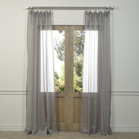 Grey Sheer Curtain Pair (2 Panels), Grey, 50W X 108L