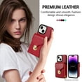 thumbnail image 4 of Allytech Wallet Case for iPhone 14, [Large Capacity] Wallet Case with Card Slots & Zipper Pocket, Premium PU Leather Metal Snap Kickstand Shockproof Case with Shoulder Strap, Red, 4 of 9