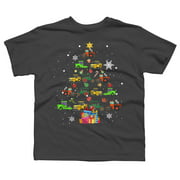Christmas Tractor Tree Gift Farmer Shirts Funny Tractor Xmas Boys Charcoal Gray Graphic Tee - Design By Humans  S