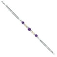 thumbnail image 3 of Gem Stone King 925 Silver and 10K Yellow Gold Purple Amethyst and White Lab Grown Diamond Bracelet for Women (2.14 Cttw, Gemstone February Birthstone, Cushion 6MM, 7 inches, Made in Italy), 3 of 4