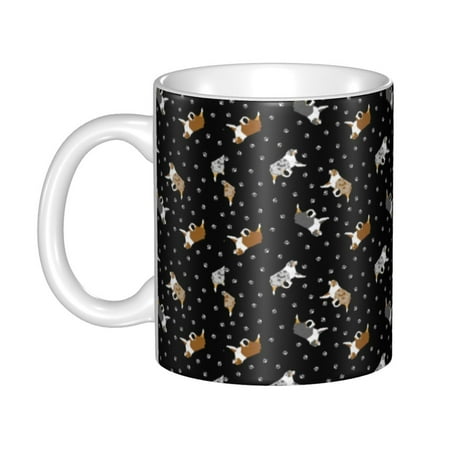

Ceramic Mug Funny Coffee Milk Tea Mug Cup Australian Shepherds and Paws Cup