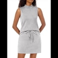 thumbnail image 1 of Conjuntos de Falda de 2 Piezas para Mujer, Conjuntos de Verano para Vacaciones en la Playa, Blusas de Cuello Alto, Falda de Tenis, Conjuntos de Estar por Casa. Gris L, 1 of 8