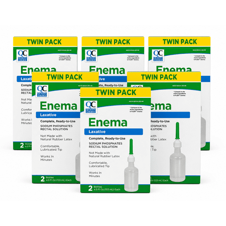 QC Enema Twin Pack, 4.5 oz Saline Laxative, 2 Count, Unisex, Unscented 6 Pack