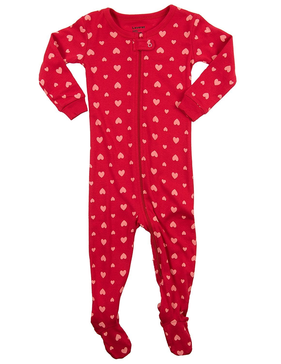 Leveret Leveret Hearts Footed Pajama Sleeper 100 Cotton 1824 Months