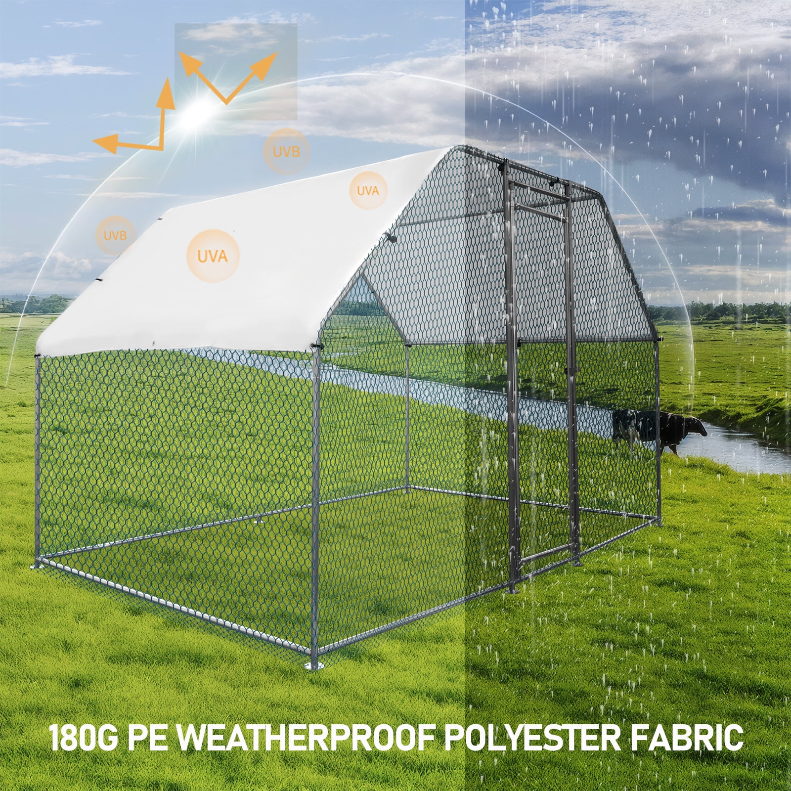 Ktaxon Chicken Coop, 6.5' x 9.8' x 6.5' Metal Poultry Cage with