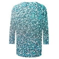 thumbnail image 5 of Cavosen 3/4 Length Sleeve Blouses for Women Gradient Sparkly Glitter Shiny Print Shirts Crewneck Casual T-Shirts Dressy Fashion Pullover Tops Flowy Workout Tees Summer Vacation L, 5 of 5