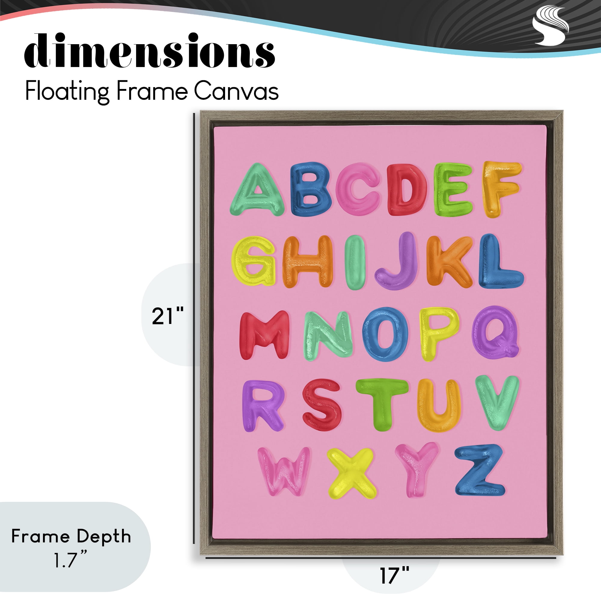Stupell Industries Gummy Alphabet over Pink Brown Framed Floater Canvas Wall Art, design by LISH Creative