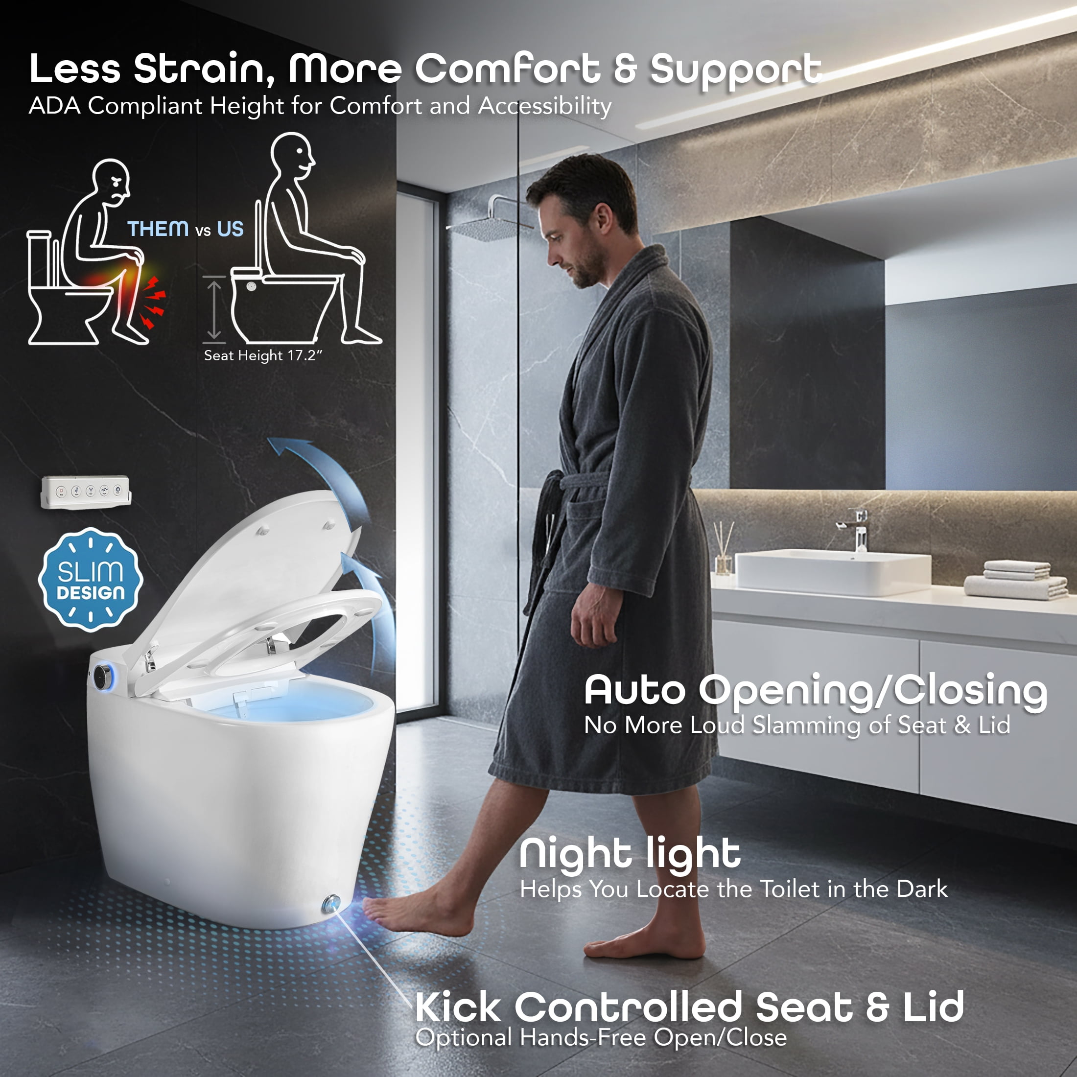 BidetMate 6000 Series Self-Cleaning Smart Toilet with Bidet, Night Light & Remote