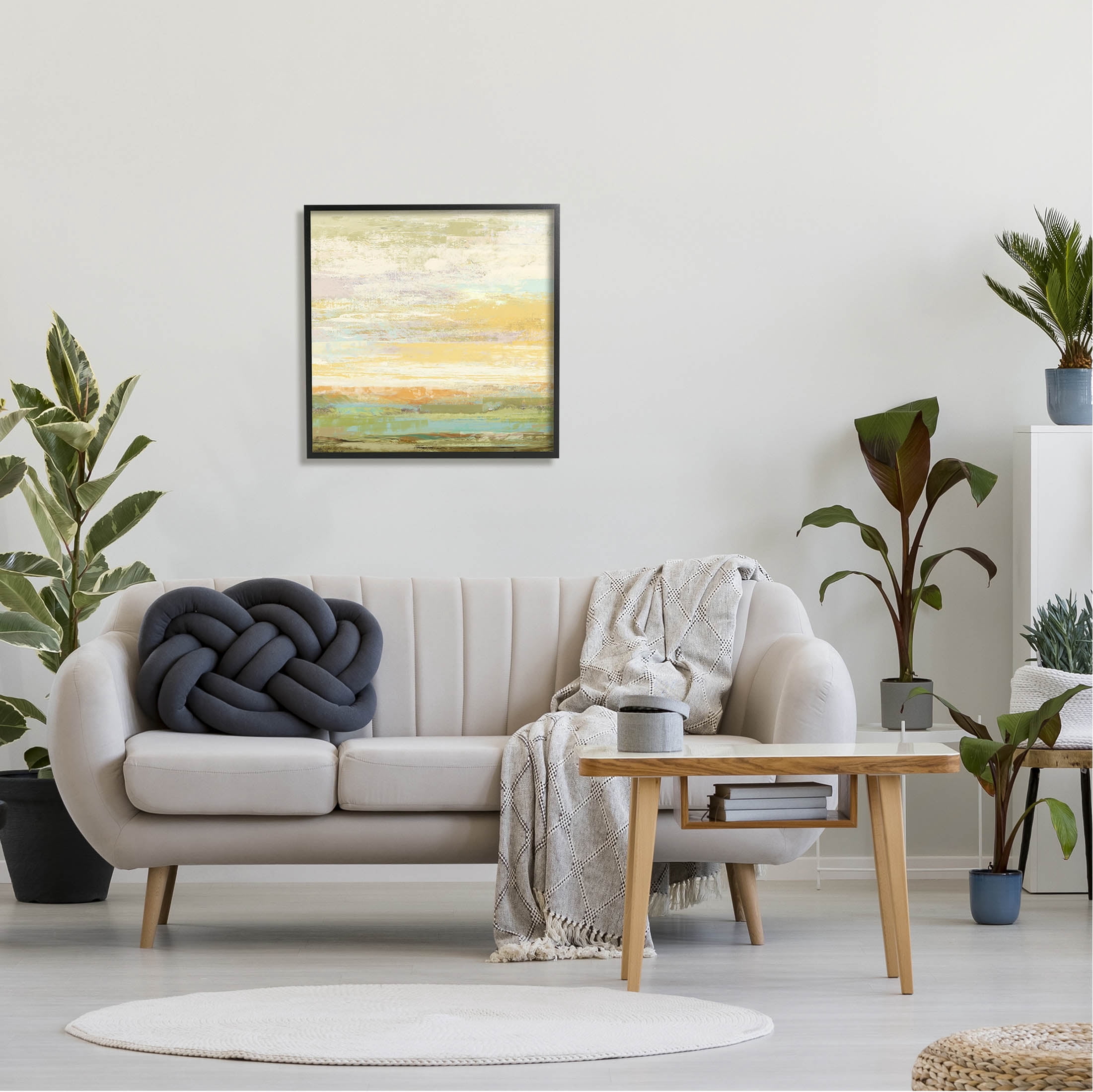 Stupell Industries Abstract Yellow Landscape Painting Black Framed Art Print Wall Art, Design by Suzanne Nicoll