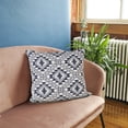 thumbnail image 2 of Ox Bay 20" x 20" Hand-Woven White/ Blue Geometric Organic Cotton Pillow Cover, 2 of 9