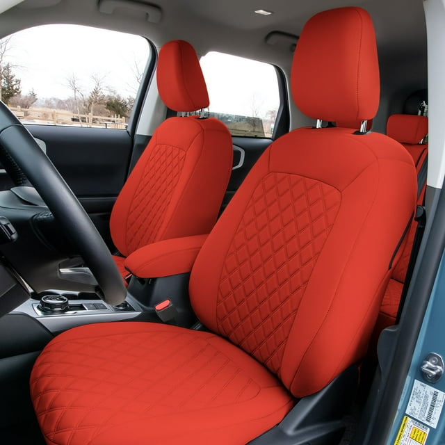 For 2021-2024 Ford Bronco Sport FH Group Neoprene Custom Fit Seat Covers Water Resistant Solid Red - Front Set