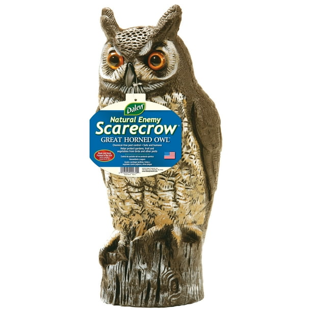 Natural Enemy Scarecrow Great Horned Owl Animal Repellent, 16in
