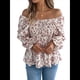 thumbnail image 2 of Blusa Tipo Túnica Plisada con Volantes, Mangas Largas y Hombros Descubiertos, A Rayas, para Mujer, Talla Grande L, 2 of 9
