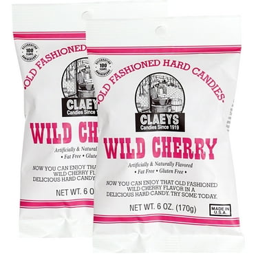 Claeys Sanded Wild Cherry Drops, 6 Oz Bag - 2 Pack, Hard Sour Candy, Wild Cherry Flavored Candy