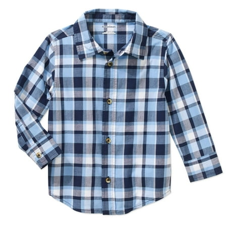Baby Toddler Boy Long Sleeve Plaid Woven Shirt