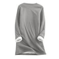 thumbnail image 4 of Wowcloth Womens Fleece-Lined Thermal Shirt with Letter Print and Round Neck, Long Sleeve Thickened Warm Base Layer for Autumn Winter Indoor Outdoor Wear, 4 of 5