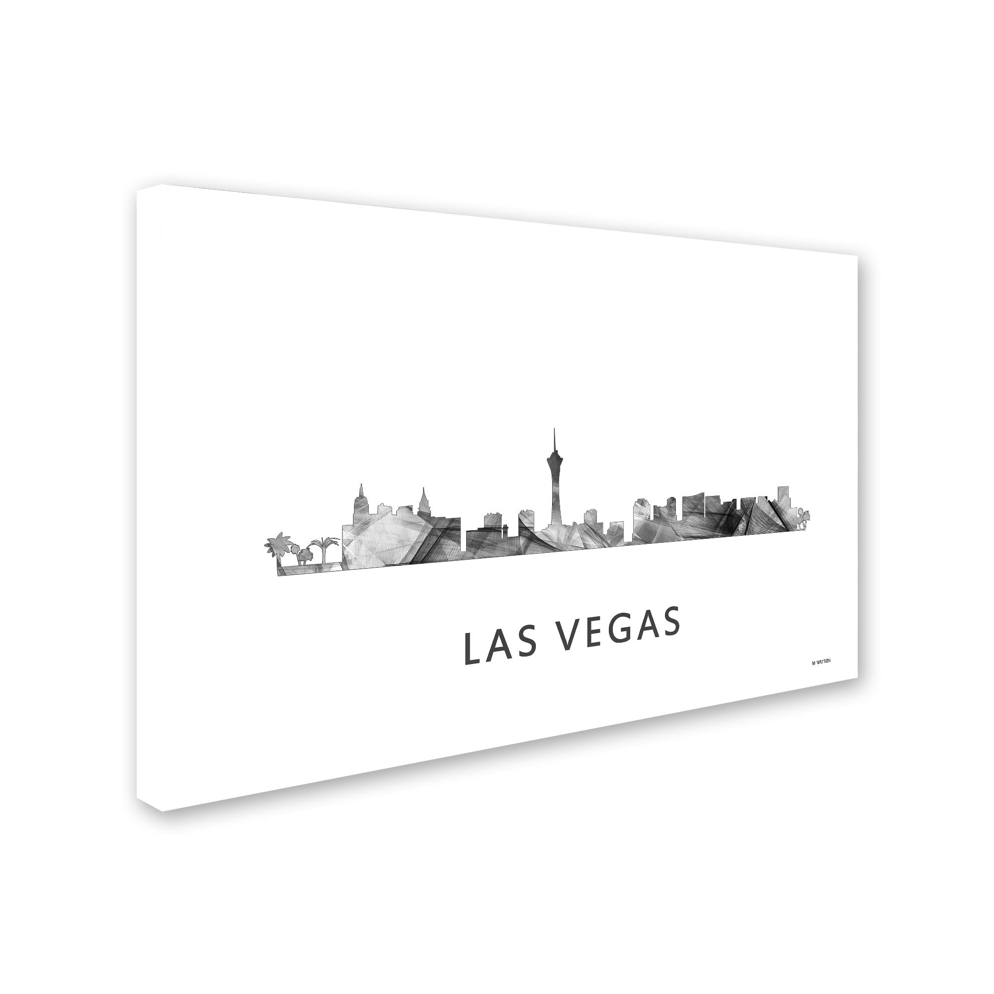 Trademark Fine Art 'Las Vegas Nevada Skyline WB-BW' Canvas Art by Marlene Watson
