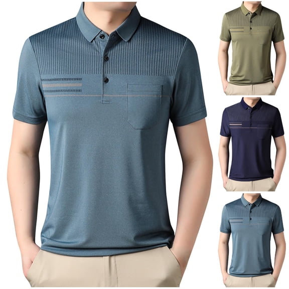 Xunlbb Men's Shirts Mens Casual Button Down Shirts Mens Fashion Casual Solid Pullover Round Neck Buttons Short Shirts on Clearance, M-3XL