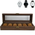 thumbnail image 3 of Caja De Reloj, Caja De Reloj Con 6 Ranuras De Rejilla, Forma Elegante Para Exhibición De Tienda, Decoración Del Hogar Para Relojes Y Joyas, 3 of 7