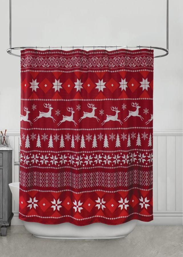 Joy Aspen Holiday Time Fabric Shower Curtain