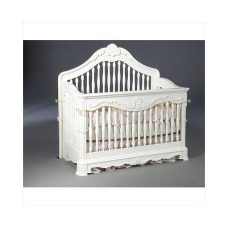 Bundle-10 Creations Baby Venezia Convertible Crib with Guard Rails in Vanilla (Set of 2)