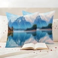 thumbnail image 3 of Blue Mountain Outdoor Waterproof Pillow Covers, Forest Modern Art Pastoral Decorative Square Throw Pillowcase Sofa Cushion Sham for Patio/Couch/Chair, 26"x26" 2 Pack, 3 of 8