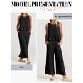 thumbnail image 6 of STARVNC Women Crew Neck Sleeveless Top Wide Leg Pants Two Piece Outfit, 6 of 7