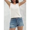 thumbnail image 4 of WomenRound Neck Crochet Hollow Out Sleeveless Casual Crop Knit Sweater Tank Tops, 4 of 5