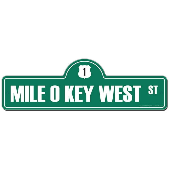 Mile 0 Key West Street Sign | Indoor/Outdoor | Funny Home Decor for Garages, Living Rooms, Bedroom, Offices | SignMission personalized gift