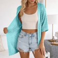 thumbnail image 2 of DHFJKG Women Summer Swimwear Cover-Ups Half Sleeve Boho Knitted Cardigan Lightweight Solid Color Fashion Beach Vacation Clothes Stylish Beachwear, 2 of 5