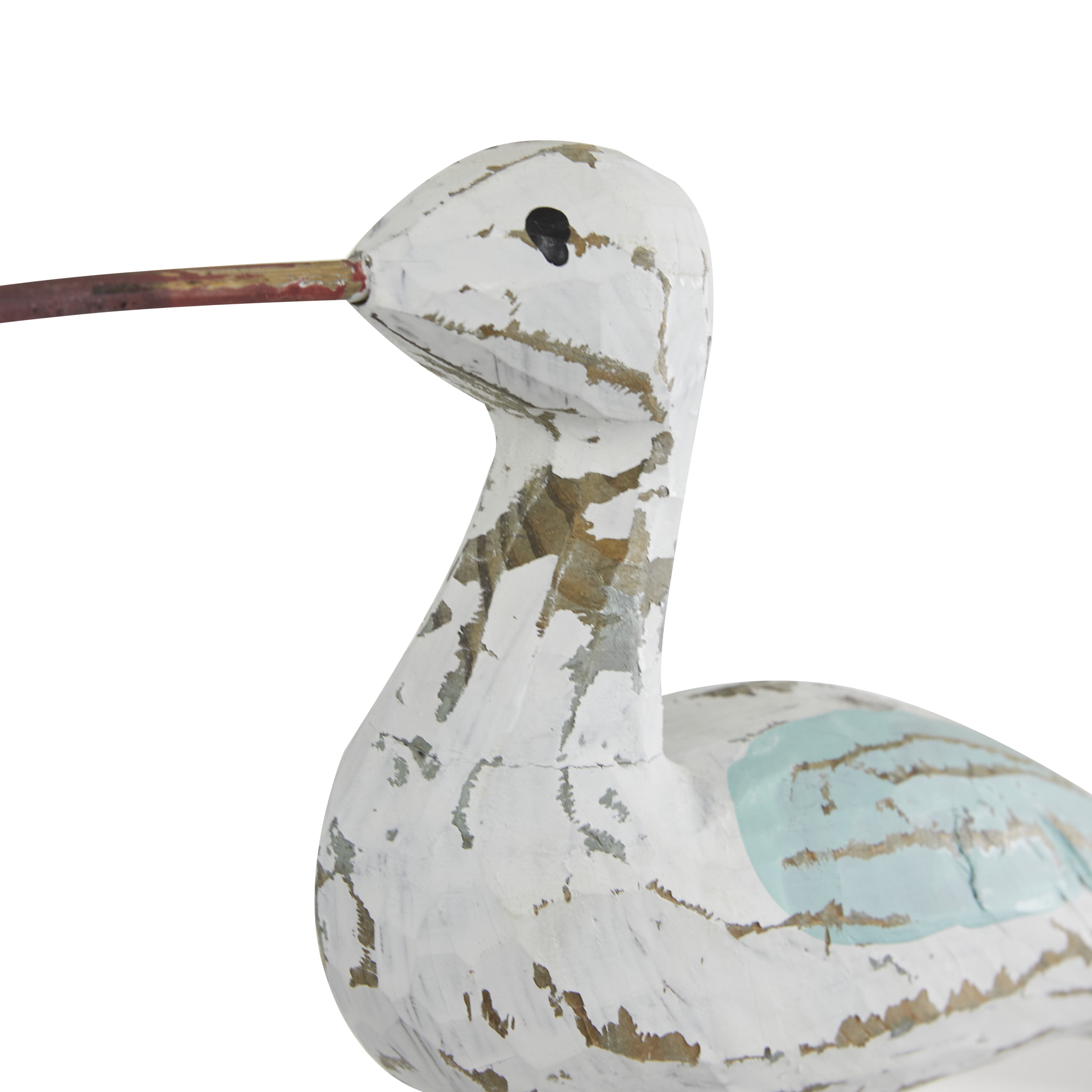 12" x 21" White Wood Bird Sculpture, by DecMode
