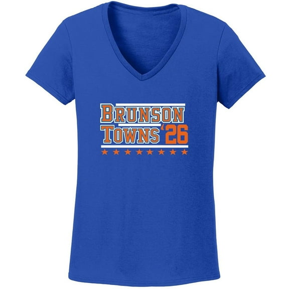 Jalen Brunson Karl Anthony Towns New York 26 LADIES V-NECK Shirt T-Shirt