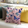 thumbnail image 3 of PRATYUS Butterflies Pink Background Pillow Covers Set for Home Sofa Couch Decor, 1 Pack, Soft Linen Fabric 18x18in, 3 of 5