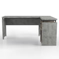 thumbnail image 3 of Deandre 1-Drawer and 2-Shelf Wood L-Shaped Desk, Cement, 3 of 9