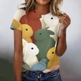 thumbnail image 2 of Womens Easter Tops Crewneck Short Sleeve Rabbit Graphic Tee Trendy Casual T-Shirts Loose Fit Cute Tunic Tops, #01 Green, L, 2 of 6