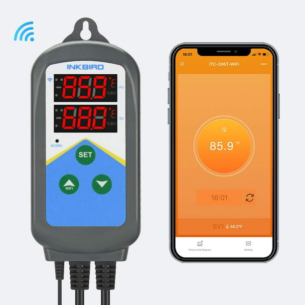 Contrôleur de température de chauffage InkbirdITC-306T-WIFI, thermostat de  minuterie de cycle numérique 24 heures, chauffage uniquement, Android et  iOS 
