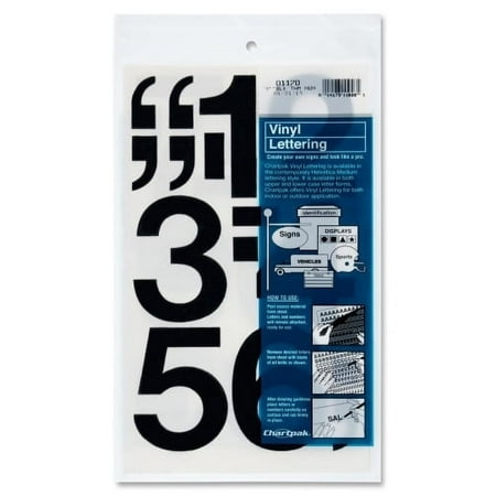 Chartpak Permanent Adhesive Vinyl Numbers 10 (Numbers) Shape - Self-adhesive - 3" Height x 3" Length - Black - Vinyl - 16 / Pack