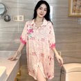 thumbnail image 3 of Camisón de seda de hielo con estampado de flores de estilo chino para mujer, ropa de dormir suelta y cómoda, vestido de noche de verano, 3 of 5