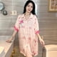 thumbnail image 3 of Camisón de seda de hielo con estampado de flores de estilo chino para mujer, ropa de dormir suelta y cómoda, vestido de noche de verano, 3 of 5