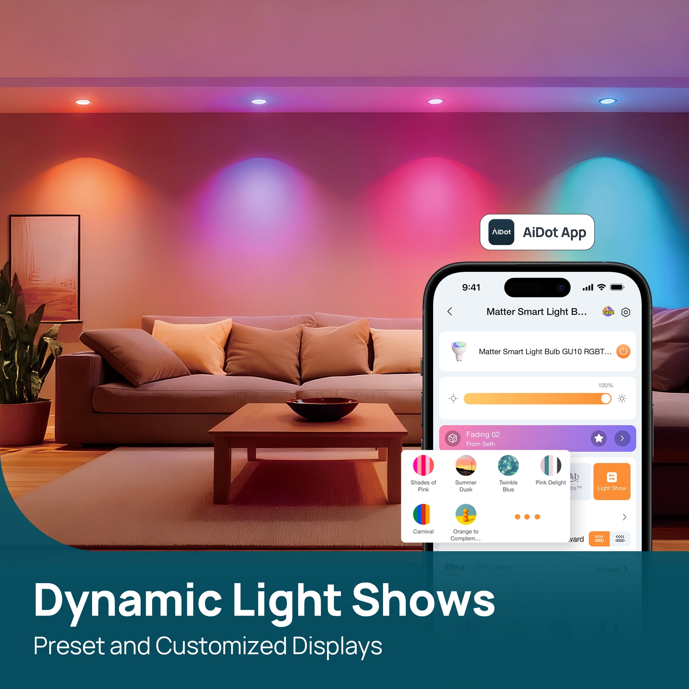 Linkind Matter Smart Light Bulbs, GU10 40W Color Changing LED Light Bulbs, Dimmable, Work with Alexa, Google Home, Apple Home, Music Sync, 4 Pack